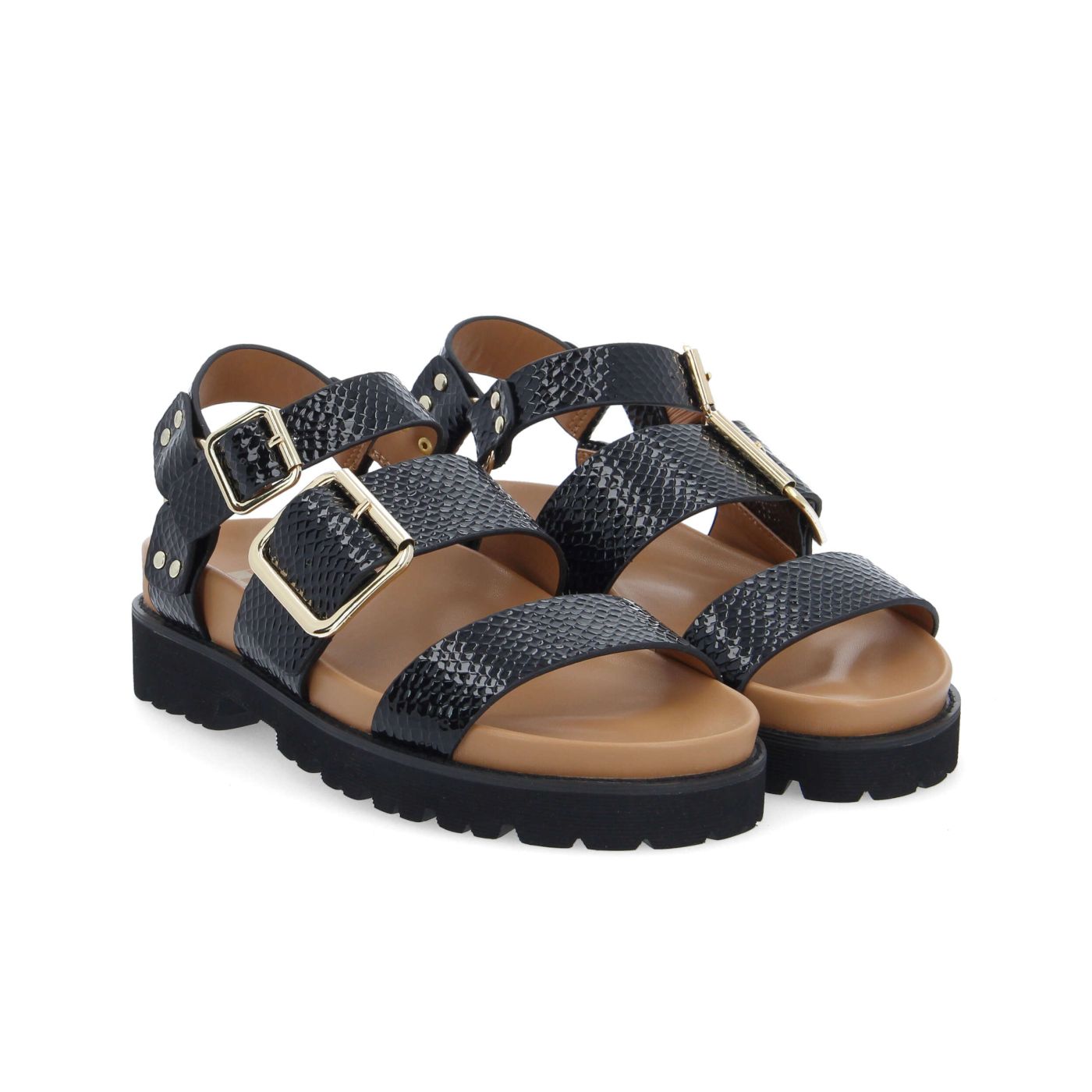 JUNE ANKLE W - PRINT PYTHON - BLACK